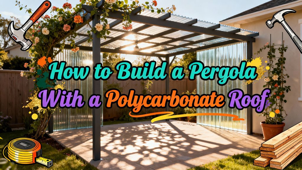 pergola construction with polycarbonate roof