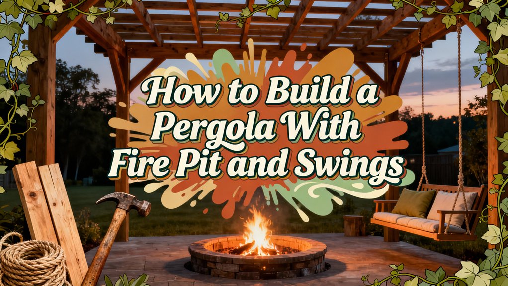pergola with fire pit swings